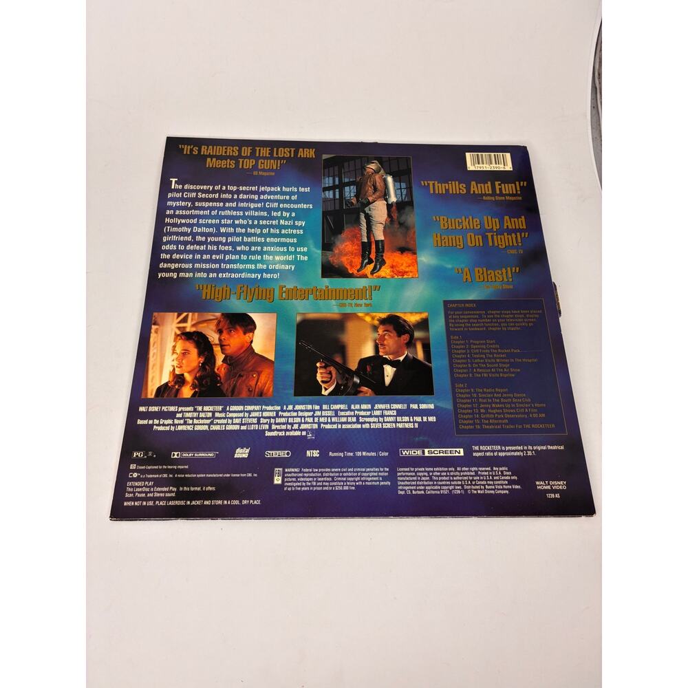 The Rocketeer LaserDisc 1991 Action Adventure Collector's Edition Walt Disney